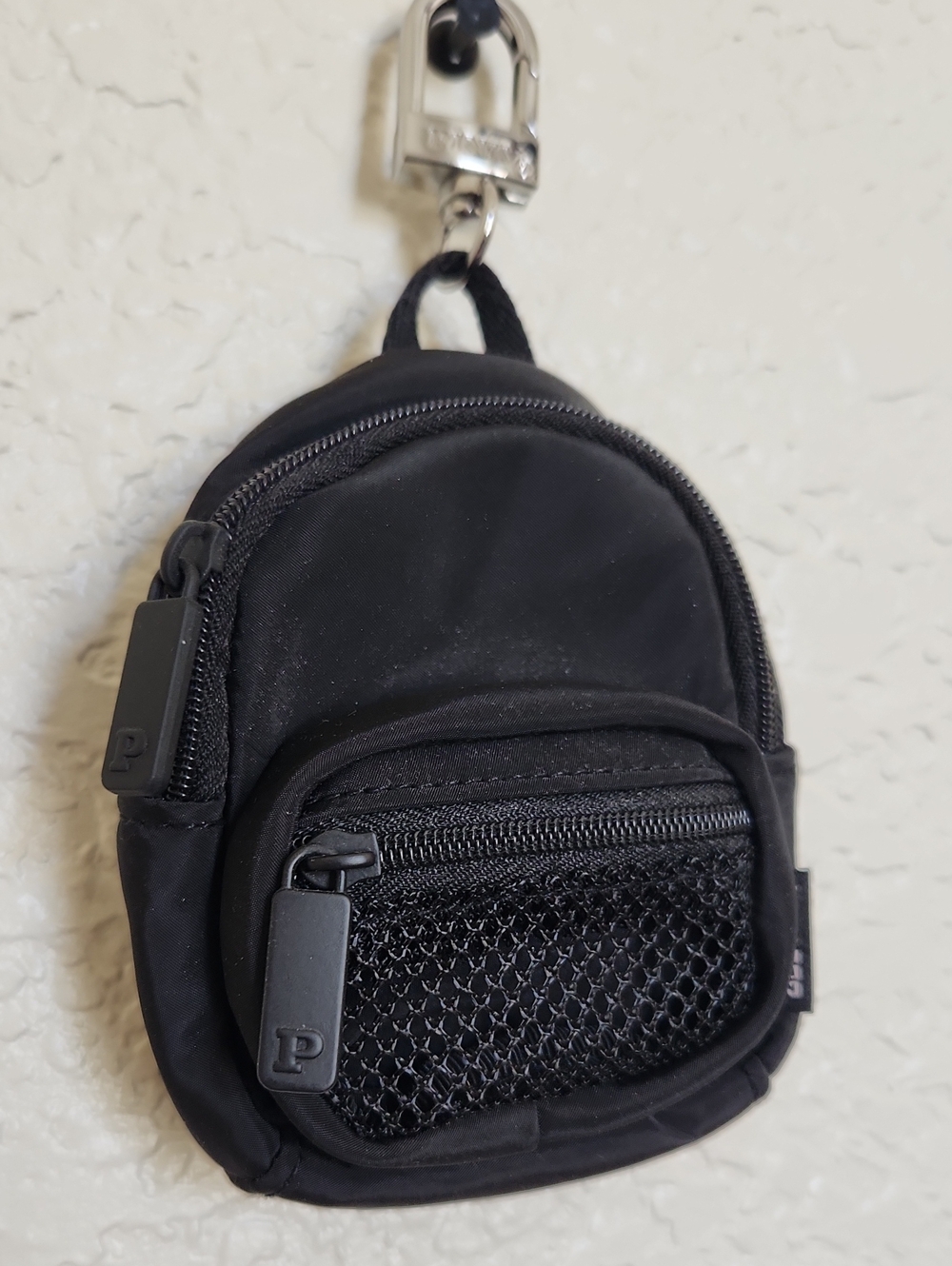 PINK Victoria's Secret Black Mini Backpack Keychain